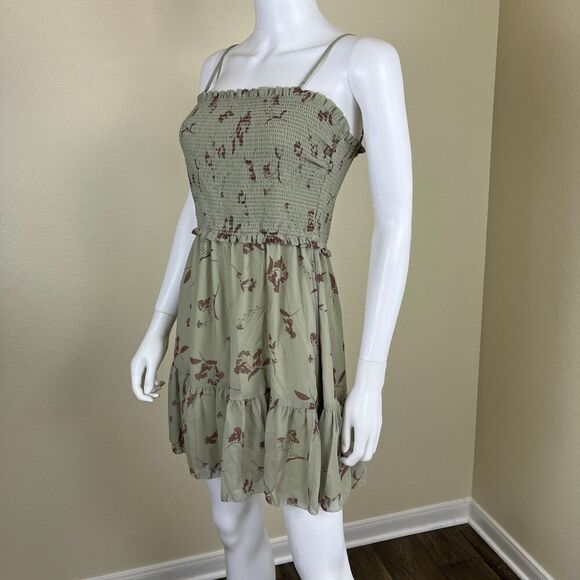 Wilfred Womens Size M Green Tempest Sleeveless Smocked Tiered Chiffon Mini Dress - Picture 12 of 15